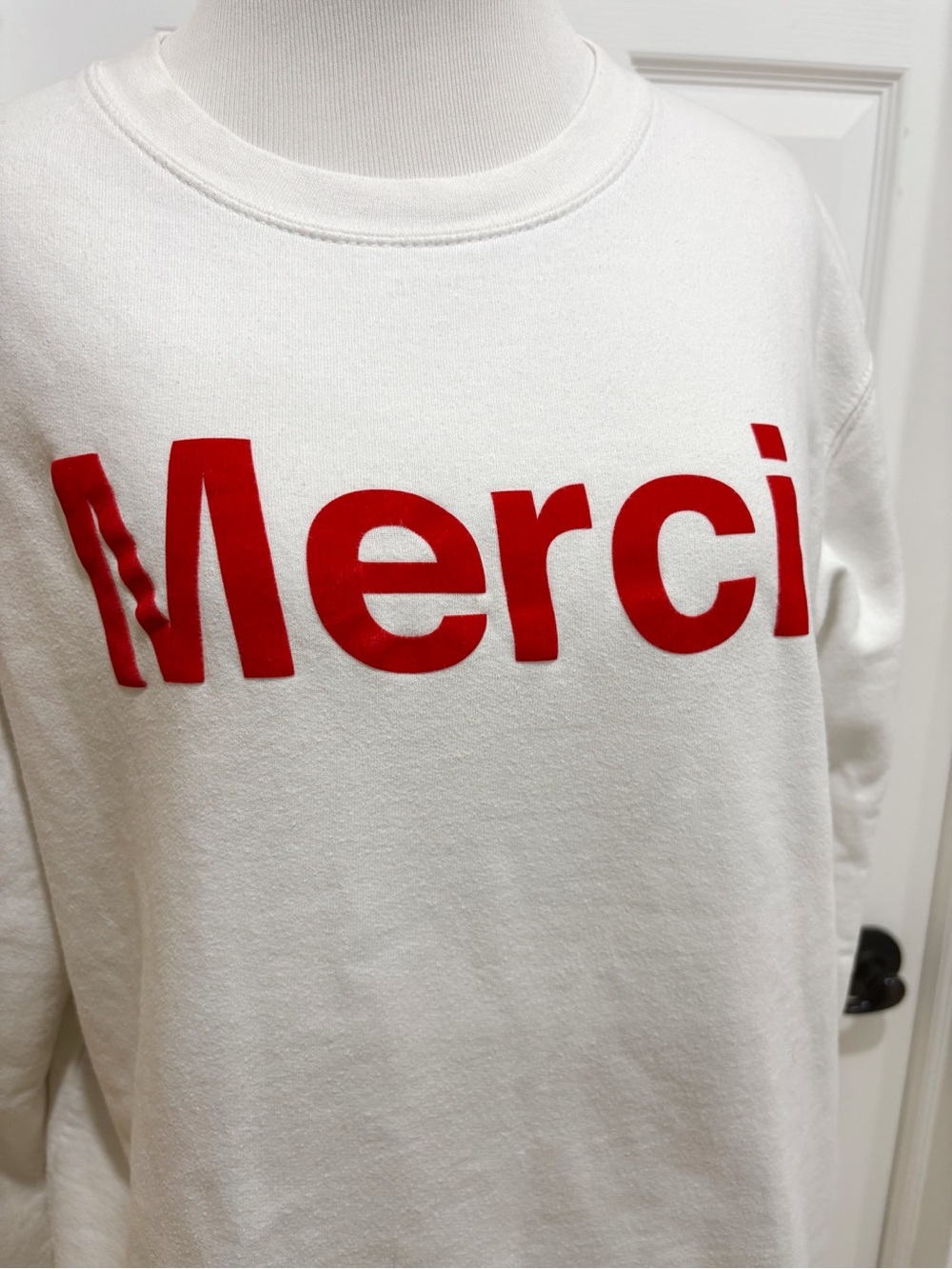 Merci White Limited Edition ‘Merci' Red Letter Graphic Sweatshirt - Picture 3 of 6